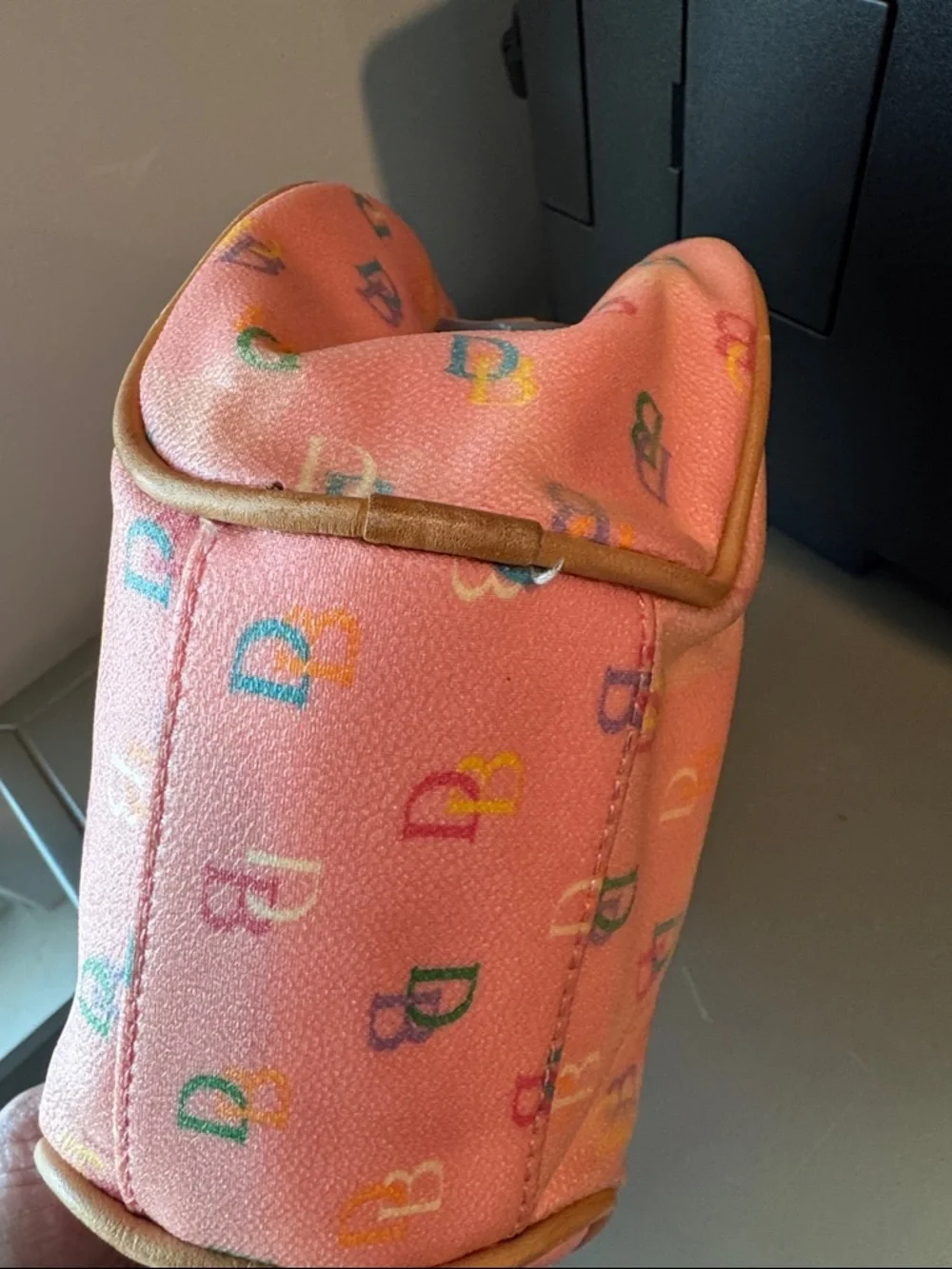 SOLD - Dooney & Bourke Pink Multicolor Logo Mini Satchel - Picture 6 of 10